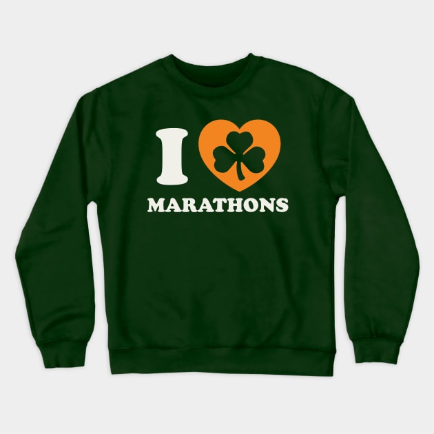 St Patricks Day Running Marathon Irish Runner Shamrock Crewneck Sweatshirt by PodDesignShop